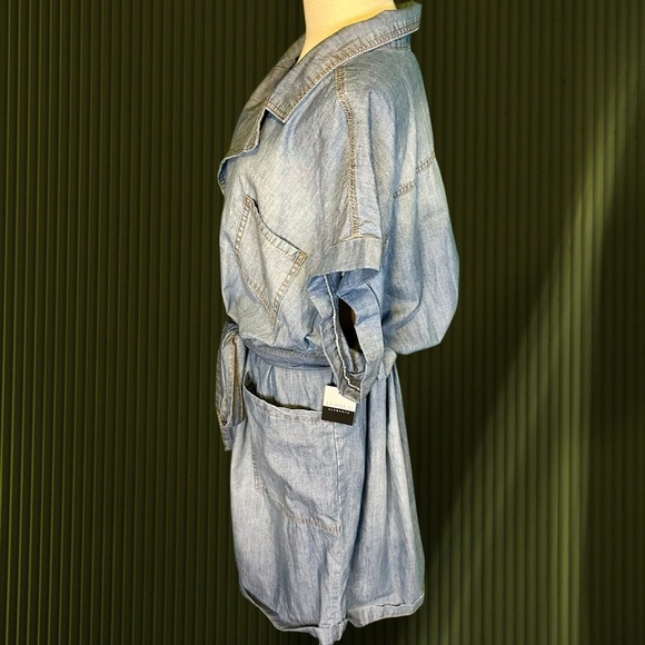NWT Eloquii Elements Chambray Blue Belted Denim Romper Plus Size 28 - Picture 8 of 16